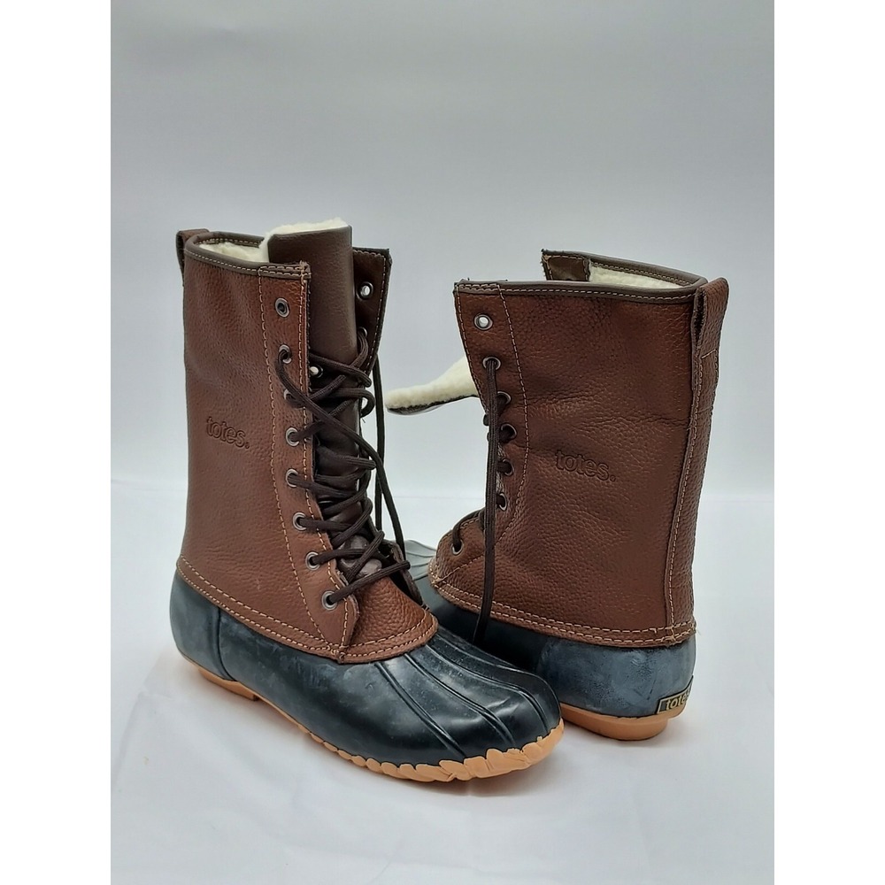 TOTES WOMENS BOOTS SIZE 8 MED - Faux Fur inside HIGH LEG SNOW-RAIN BOOTS